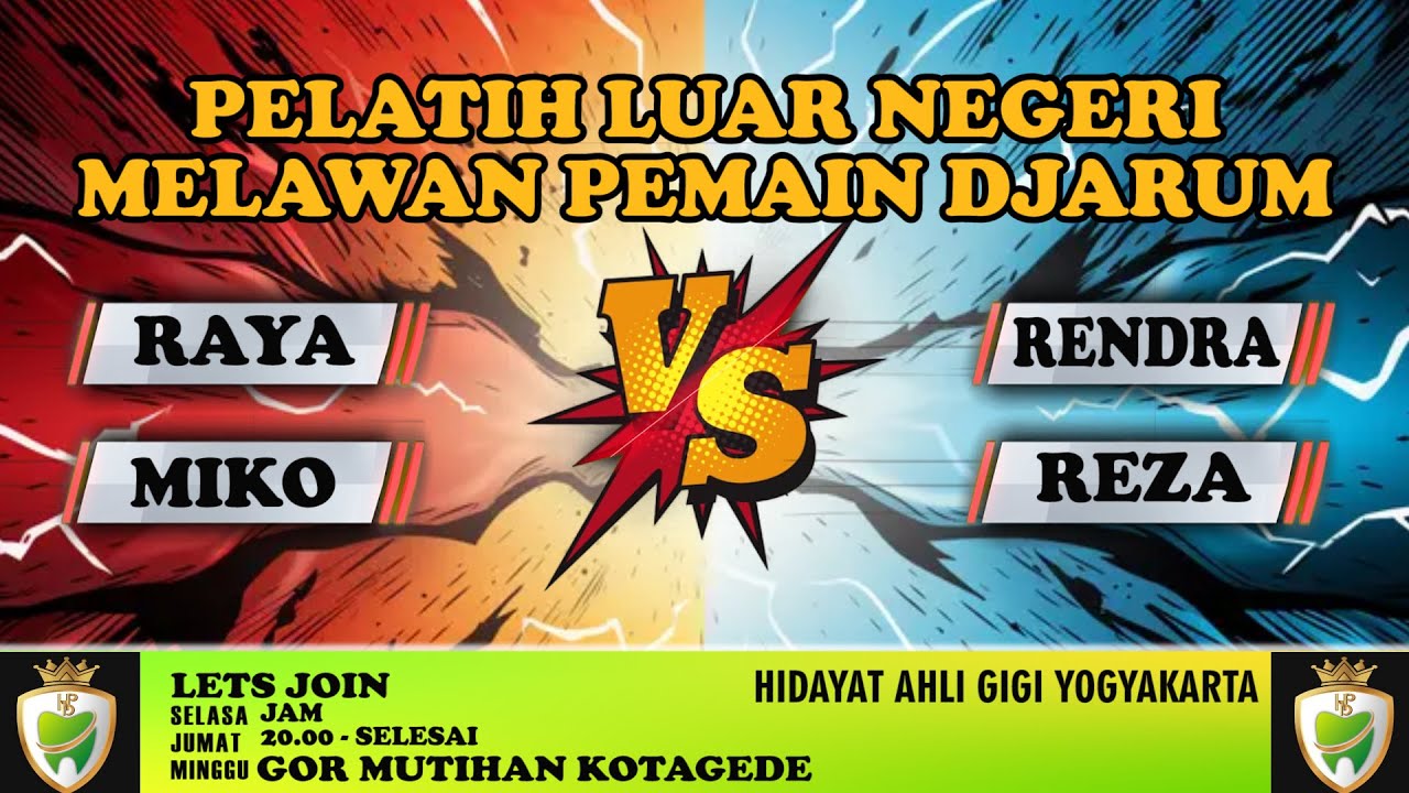 BADMINTON JOGJA PANAS !!! COACH RENDRA/REZA VS RAYA/MIKO