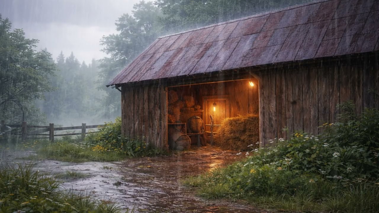 Rain on Tin Roof Barn | Cozy Rustic Rain Ambience 3 Hours