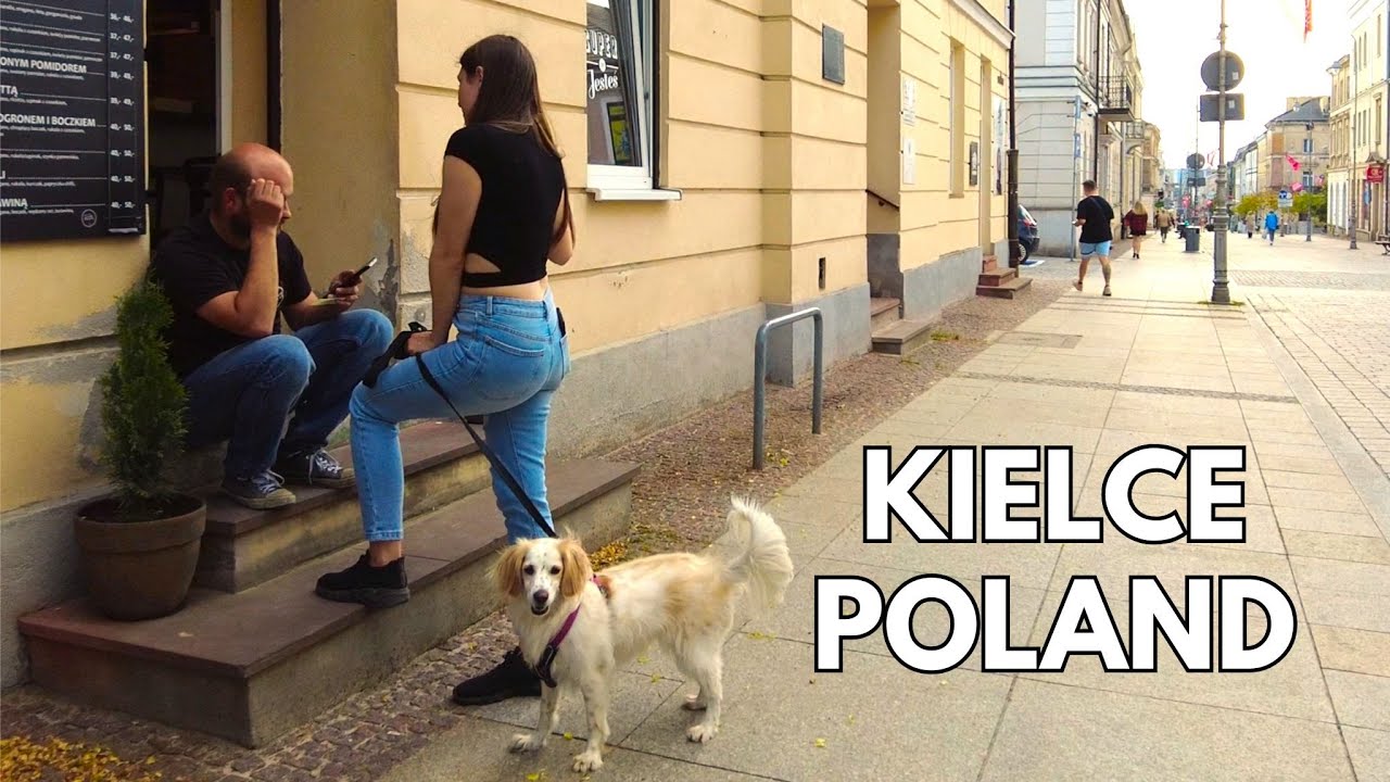 Walking in Kielce, Poland / Spacer w Kielcach - Sienkiewicza Street - Polish Walking Tour - Dog