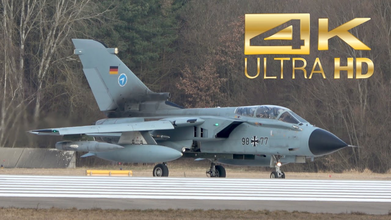 (4K) Panavia Tornado IDS Luftwaffe German Air Force 98+77 departure at Manching Airport IGS ETSI
