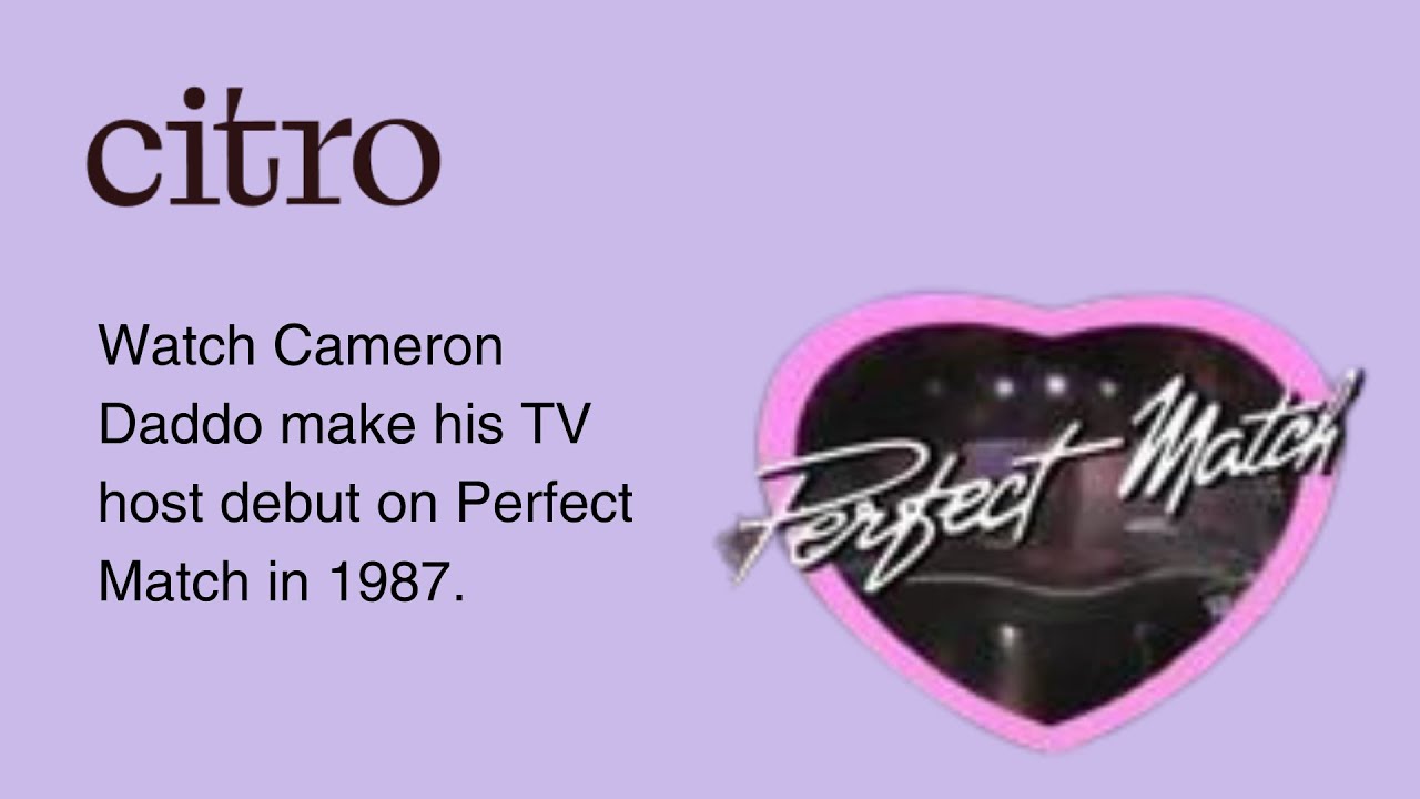 Watch Cameron Daddo make his TV host debut on Perfect Match in 1987