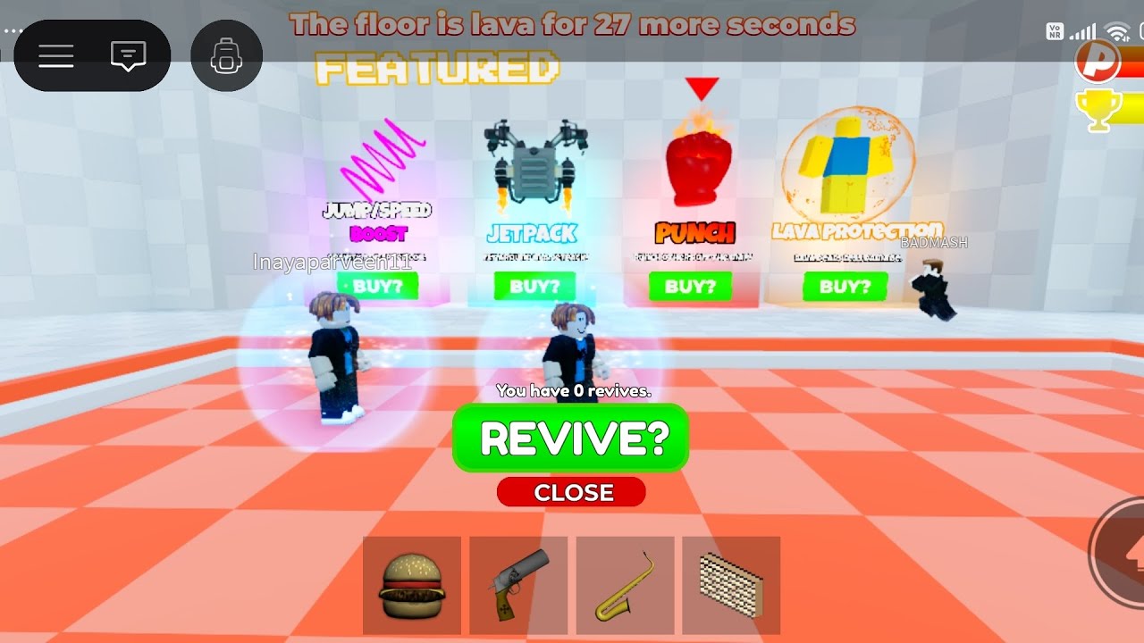 I played the floor is lava in roblox
