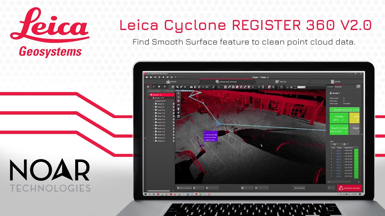 Leica Cyclone Register 360 v2.0 - Find Smooth Surface feature to clean point cloud data.