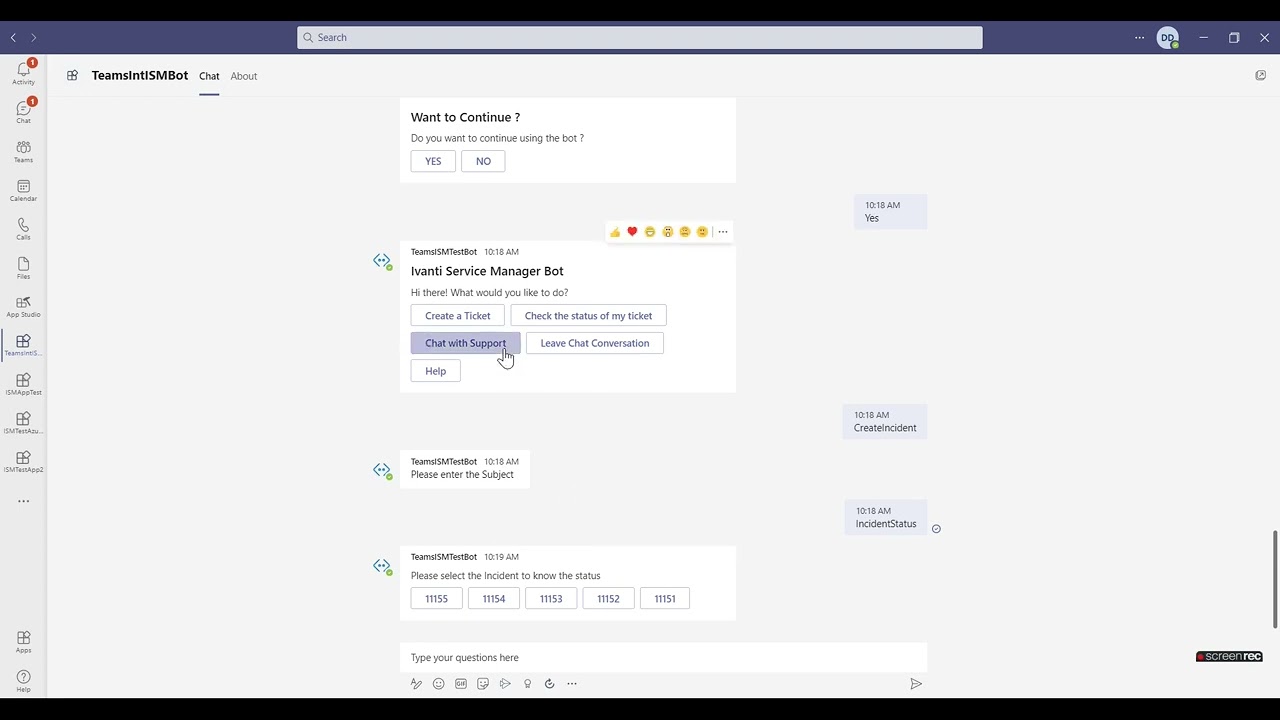 Ivanti Neurons for ITSM & ITAM - MS Teams Integration 2021.2