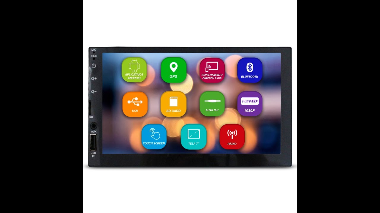 Central Multimidia Automotivo 2 Din 7 Pol E-Tech Mp5 Premium Universal Android GPS Espelhamento Wifi