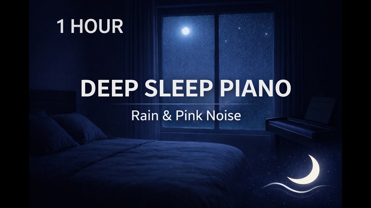 Deep Sleep Piano with Light Rain & Pink Noise – 1 Hour Relaxing Sounds