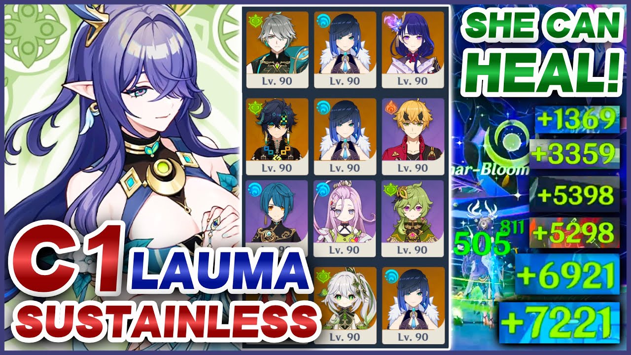 C1 Lauma Sustainless Team Showcase (She can heal now!) | Genshin Impact