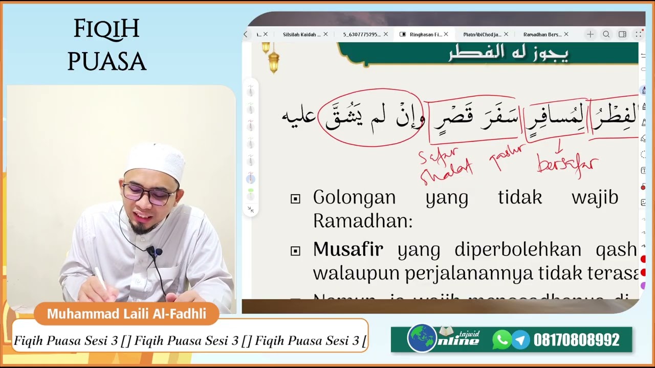 Fiqih Puasa Sesi 3 | Syarat Wajib Puasa | Rukun Puasa | Ust Muhammad Laili Al-Fadhli