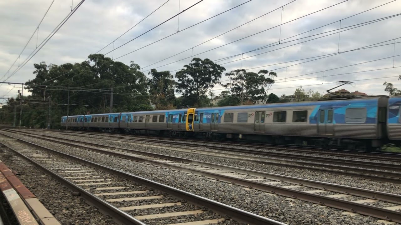 PTV Metro Trains Melbourne Comeng crossing the Cremorne Rail Bridge