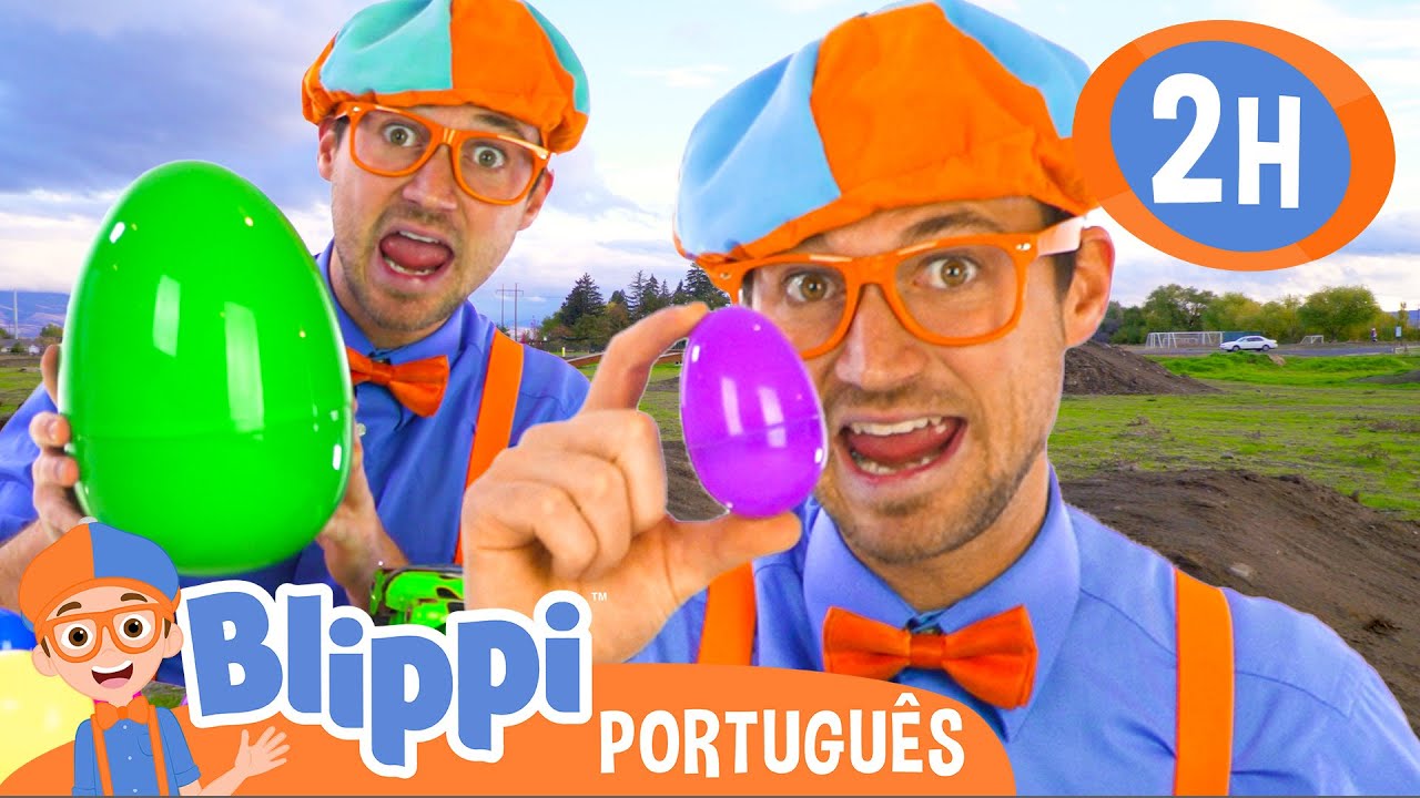 Blippi na Caça aos Ovos de Páscoa! | 🥚 MARATONA DE PÁSCOA COM BLIPPI! 🟠 | Vídeos Educativos