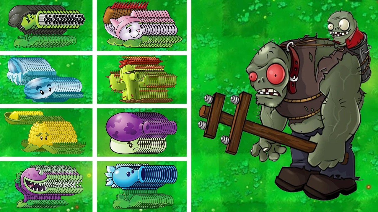 PVZ 1 Challenge - 10 Of All Plants Vs Giga Gargantuar Zombie - Who Will Win?
