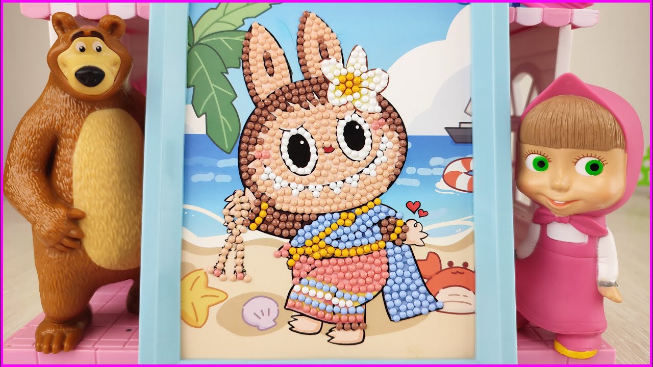 Кеша подарил Маше Алмазную мозаику! Мультики с игрушками Маша и Медведь и Ми-ми-мишки