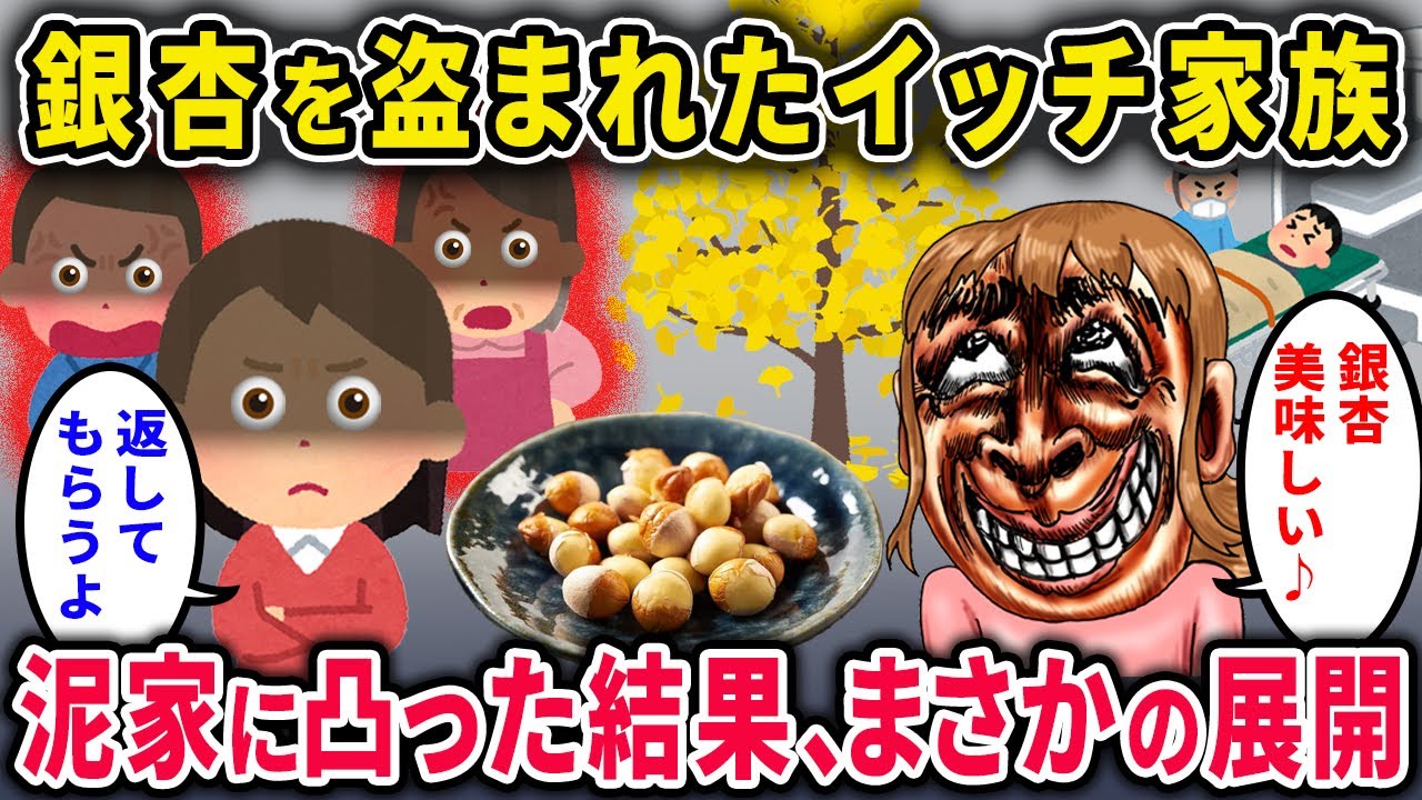 【泥ママ】銀杏を盗まれたイッチ「下処理の苦労が…！家族総出で泥ママ討伐だ！！」→イッチ旦那「なぜ救急車が…？」まさかの結果にw w【2chスカっと・ゆっくり解説】
