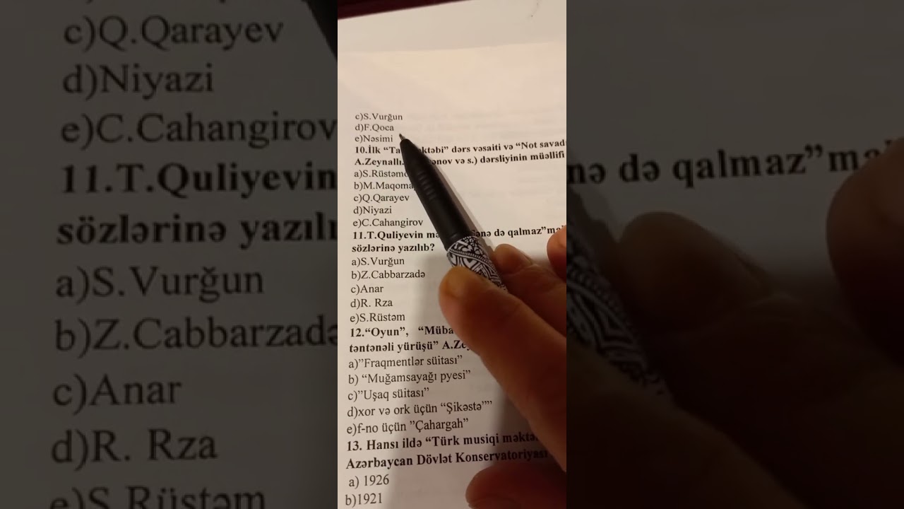 DİM və MİQ imtahanına aid musiqi ədəbiyyatı testi.