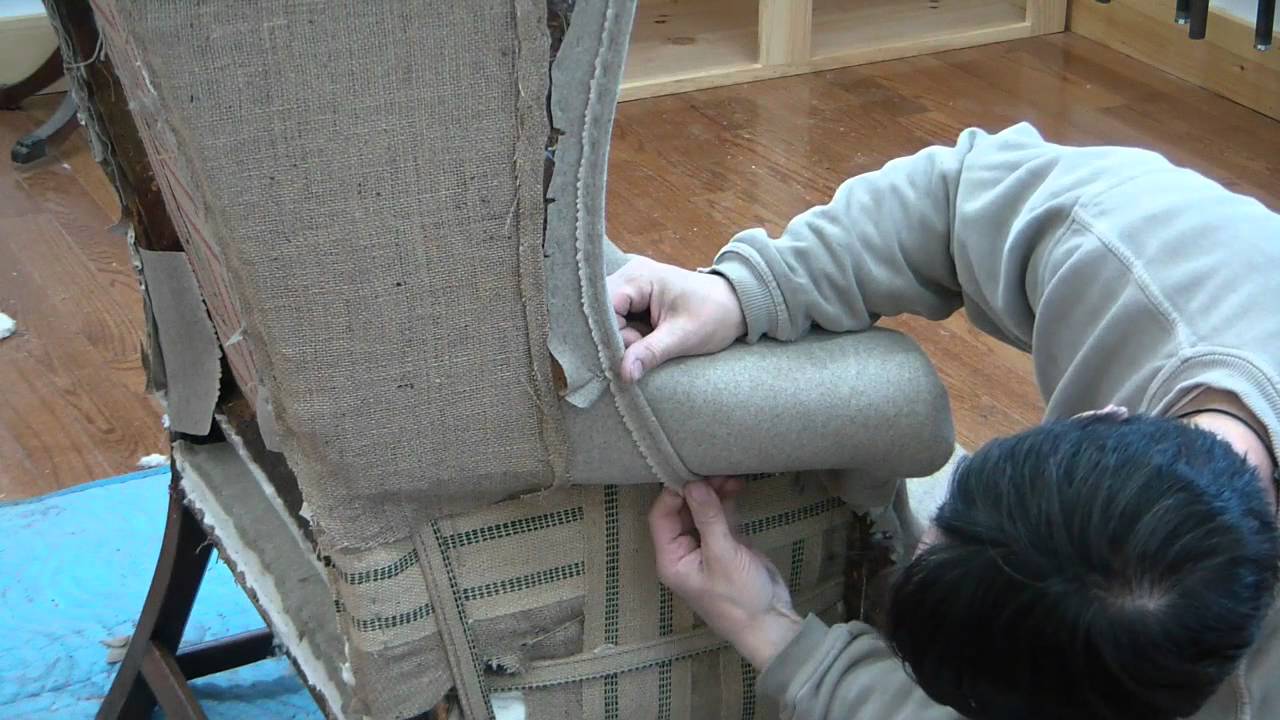 How To Reupholster A Wing Chair pt 19