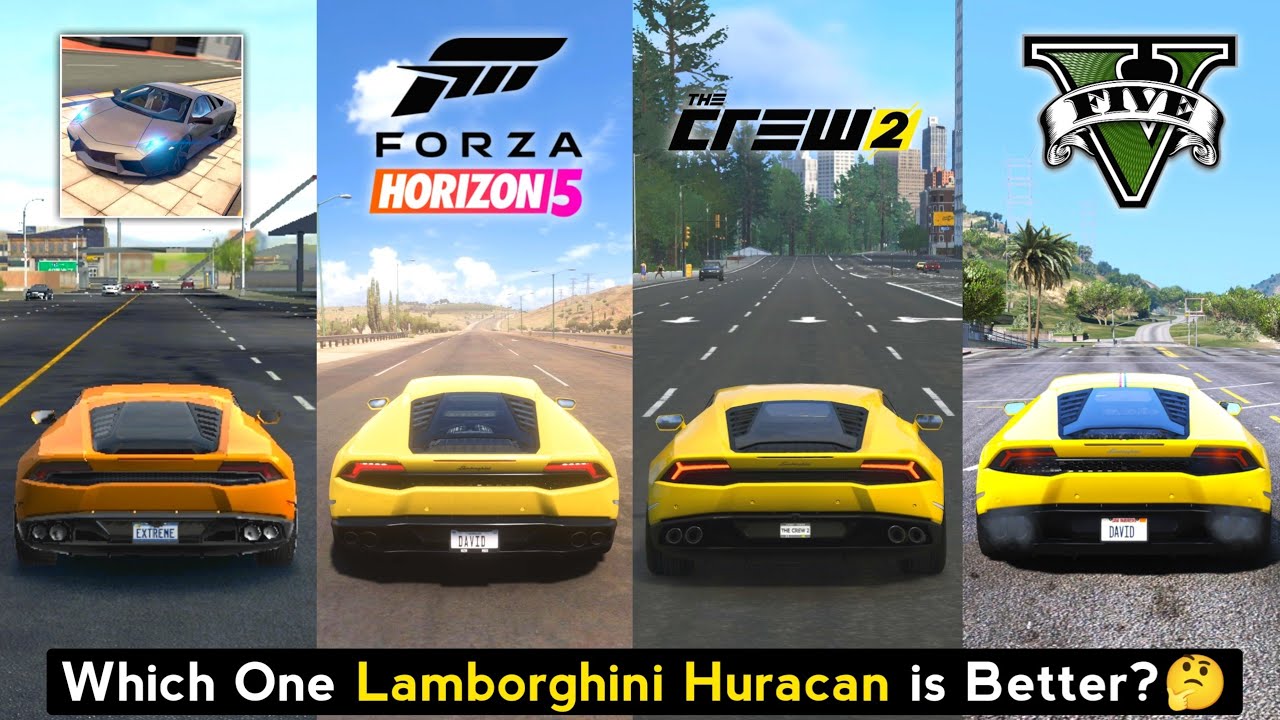 Lamborghini Huracan Comparison - Extreme Car Driving Simulator & Forza Horizon 5 & Crew 2 & GTA 5