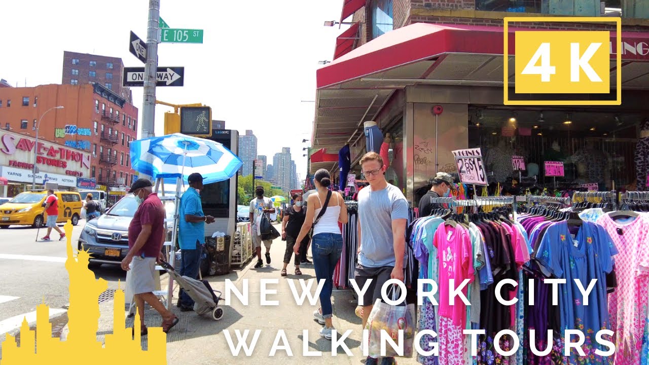[4K] NYC Walking Tours | 😅  Hot Summer Day Walk Through East Harlem, Manhattan, New York City