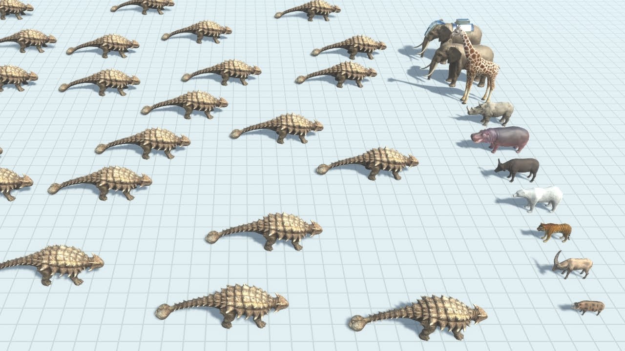 100 Ankylosaurus Army vs ALL TEAMS ARBS Animal Revolt Battle Simulator