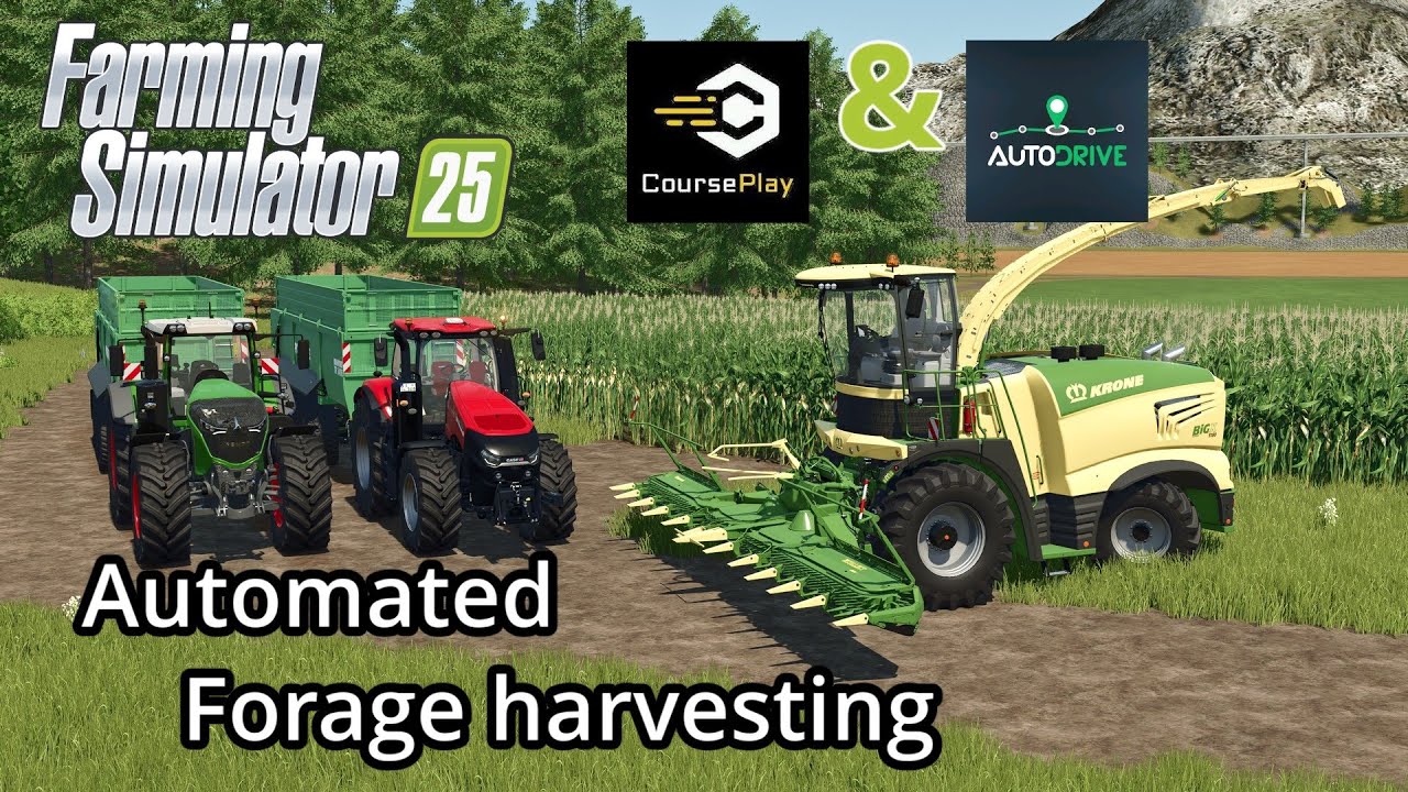 🟡4K // FS25 Autodrive & Courseplay - Forage Harvesting TFT