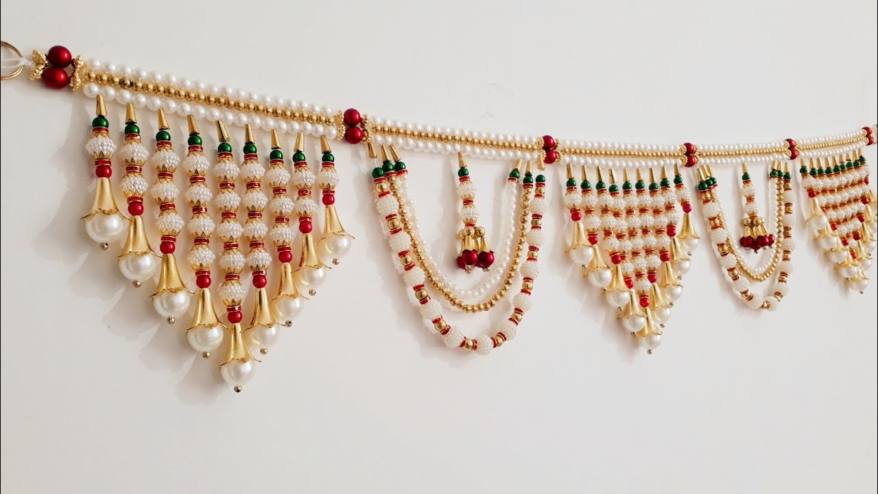 pearl decoration for diwali 2020| How to make bandhanwal at home|how to make easy moti toran at home