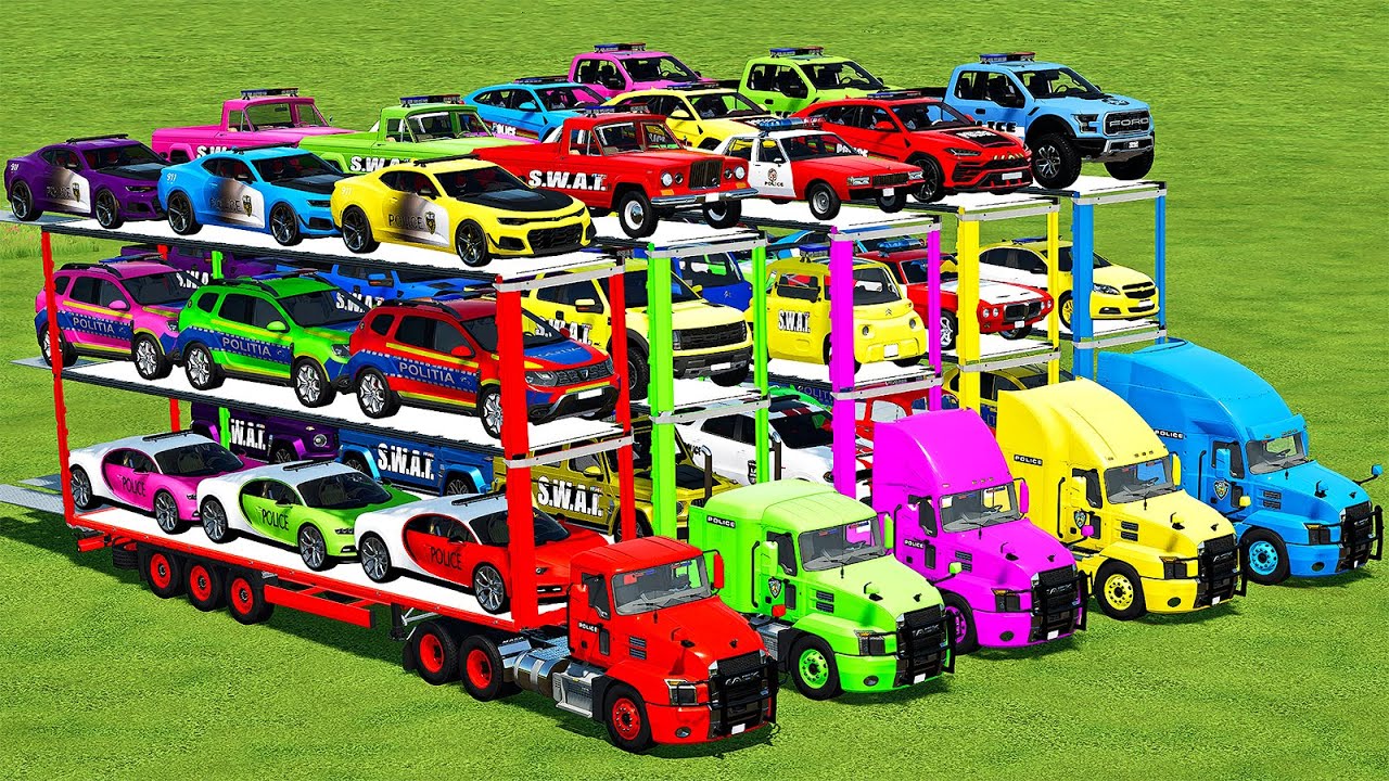 OVERSIZED TREE CARS TRANSPORT WITH TREE LEVEL TRAILERS & MACK TRUCKS! Farming Simulator 22