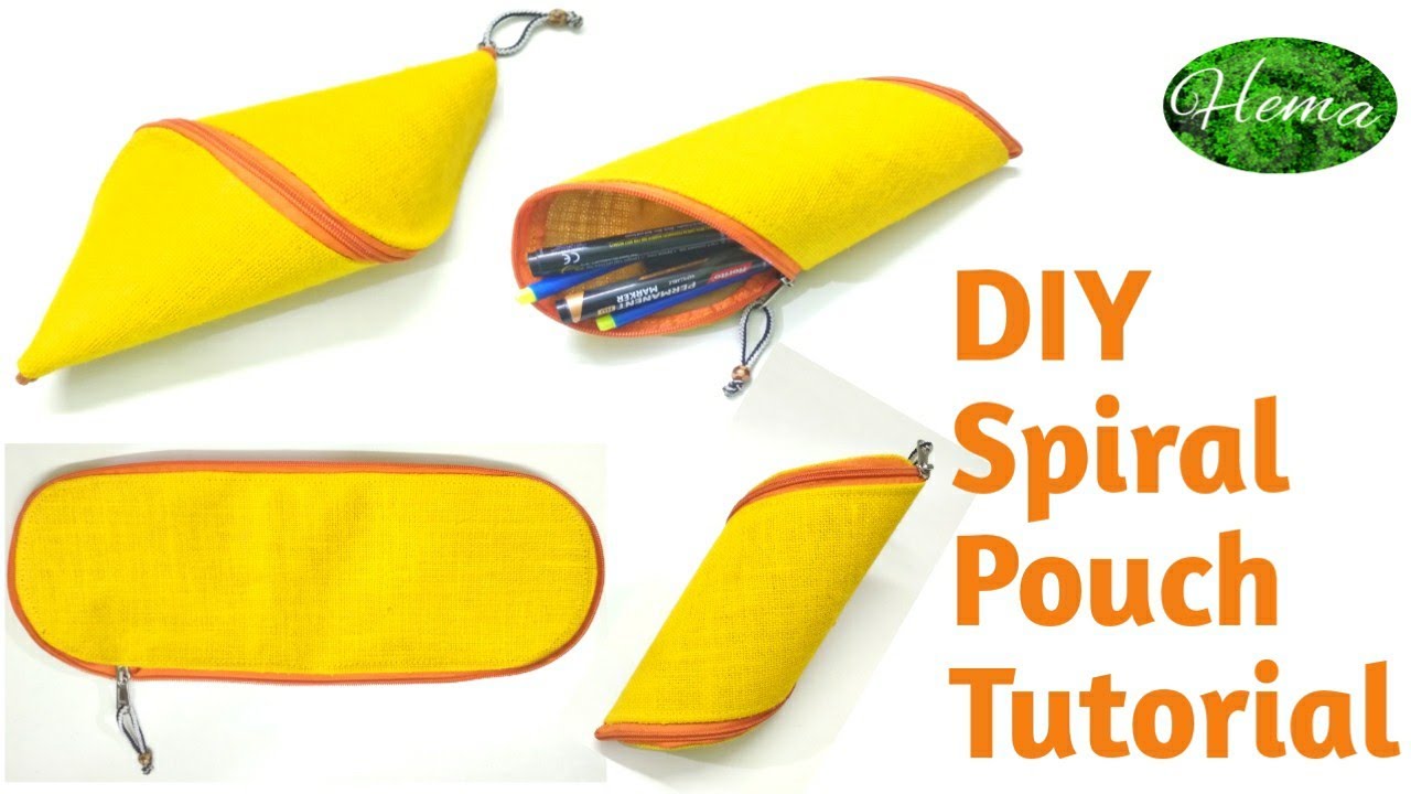 DIY Simple Jute Spiral Pouch In 10 Minutes|How To Sew #pencilcase #pencilpouch #cosmeticpouch