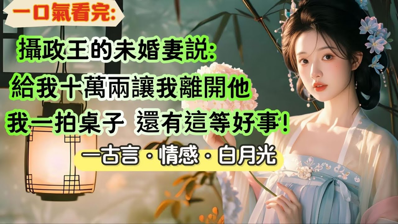 【完結】我是攝政王的白月光。他的未婚妻找到我：給你十萬兩，離開攝政王。我聽後一拍桌子。有這等好事，怎麽不早講！