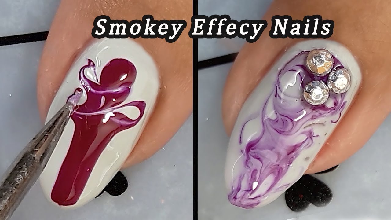 Easy Drag Marble Smokey Effect Nails | Toothpick Nail Art #shorts