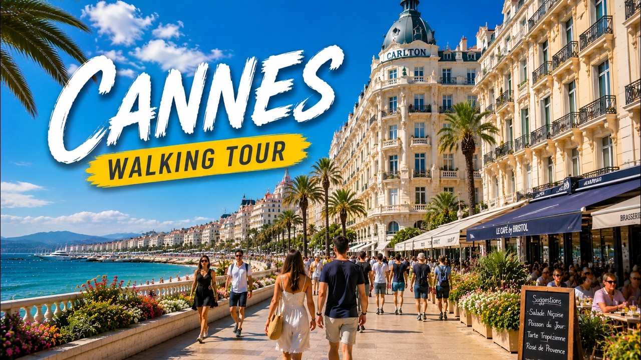 🇫🇷 Relaxing Cannes Walking Tour in 4K 60fps | City Walk with Natural Sounds (Summer in France)