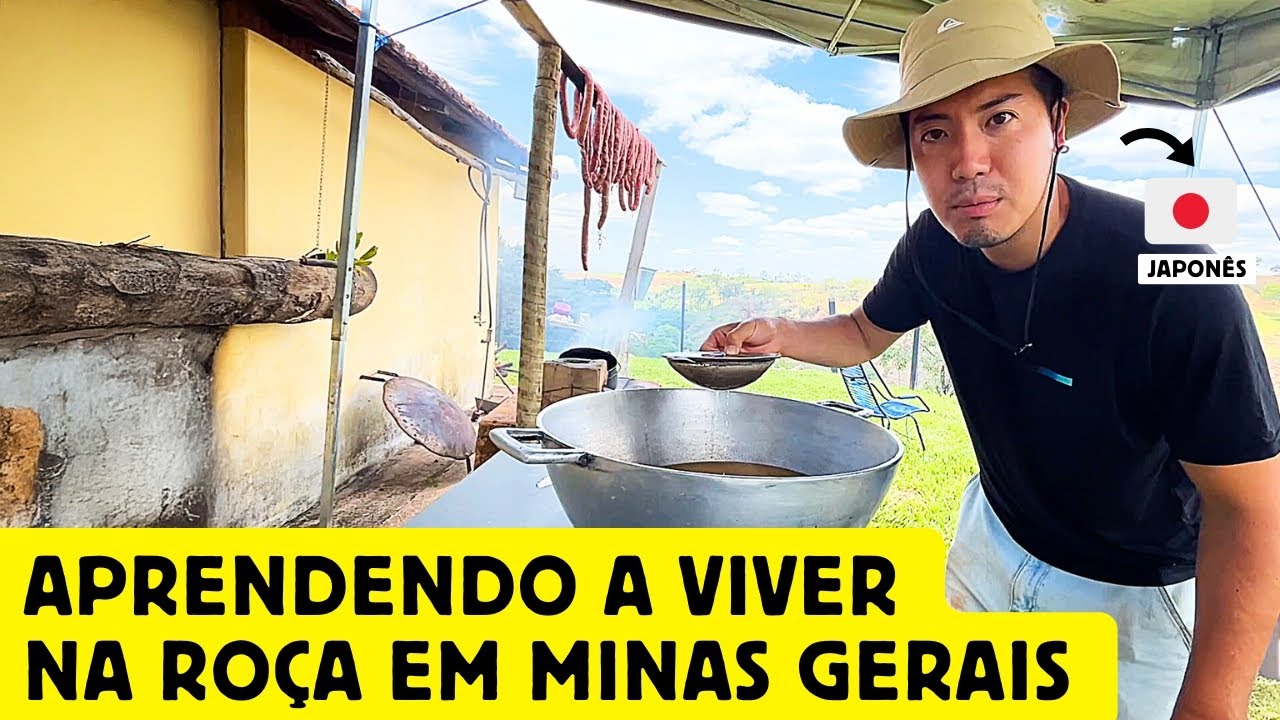 Um japonês aprendendo a viver na roça em Minas Gerais