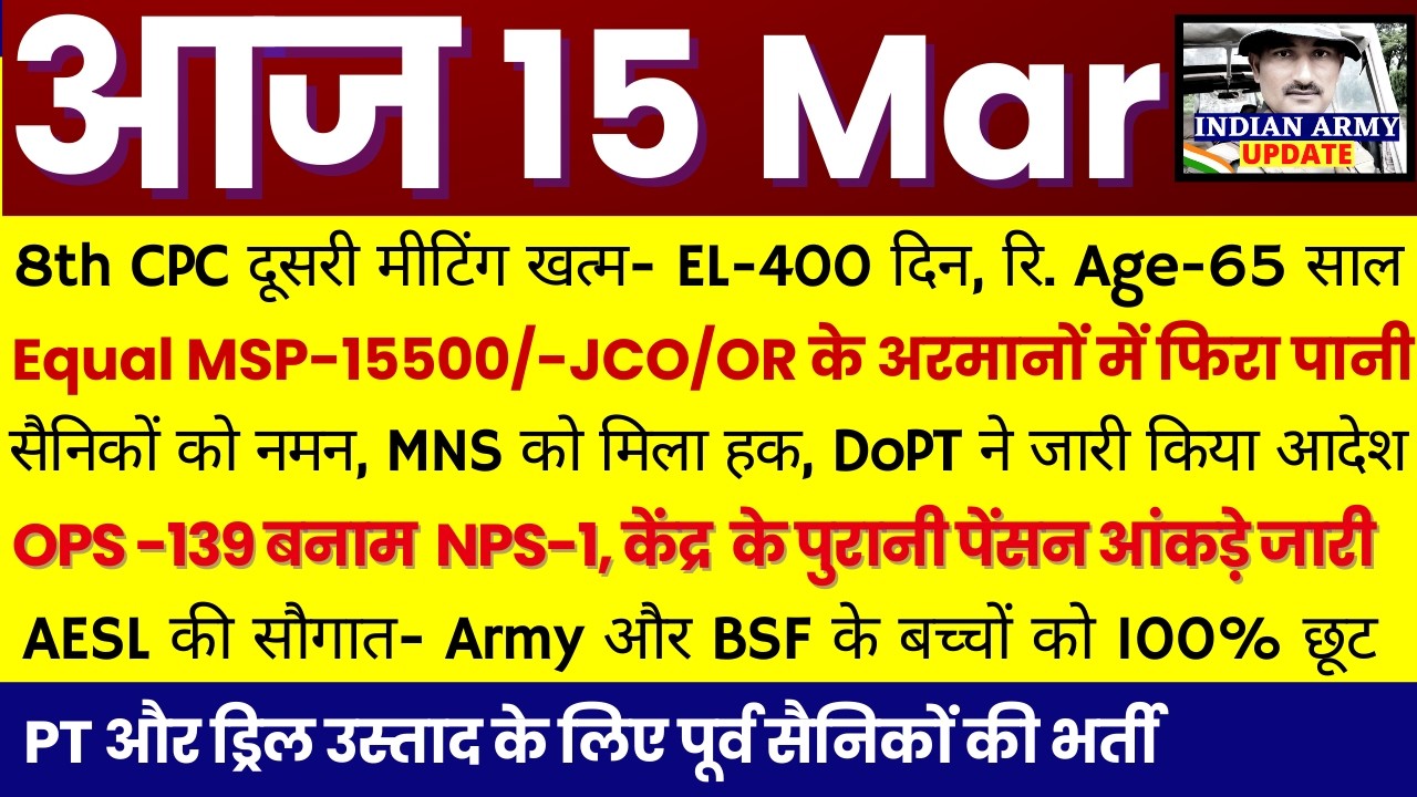 8th CPC 2nd Meeting खत्म- EL-400 दिन | Equal MSP-15500 पर गिरी गाज, JCO/OR को नमन, MNS को हक, BSF