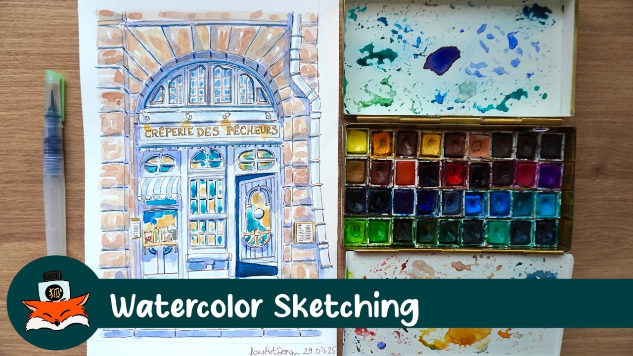Watercolor Sketching a crêperie in Paris!