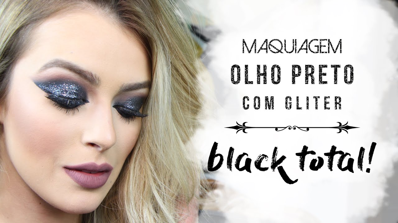 Olho preto com glitter - total black por Mariana Saad
