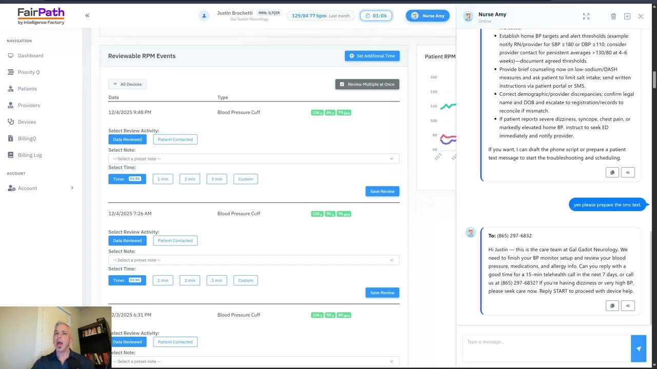 Clinical Workflow: Reviewing RPM Readings, Tracking Minutes, and Calling the Patient in FairPath