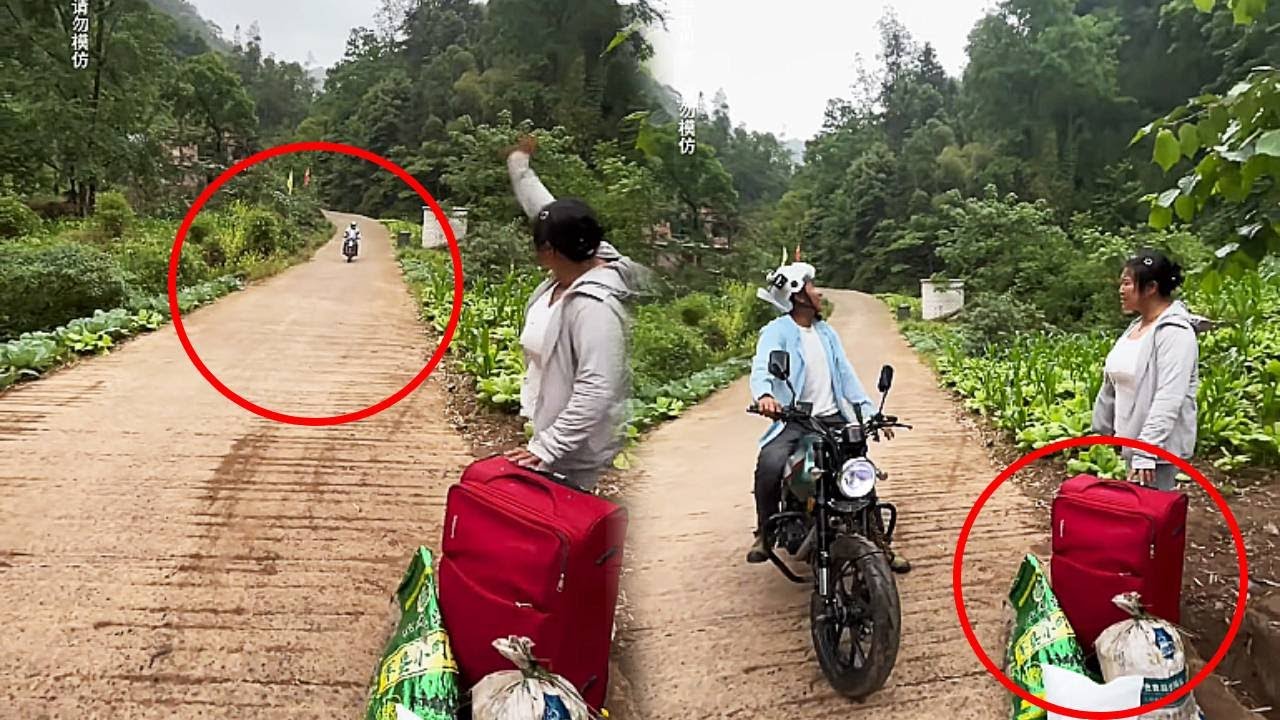 A kind-hearted man nearly crashed his motorcycle while taking