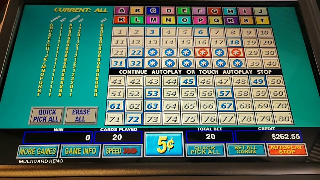 MultiCard Keno - 12 Pack Revenge - 8 spots