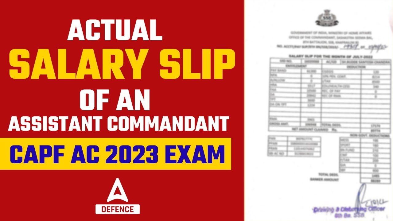 Actual Salary Slip of an Assistant Commandant (CAPF AC 2023 Exam)