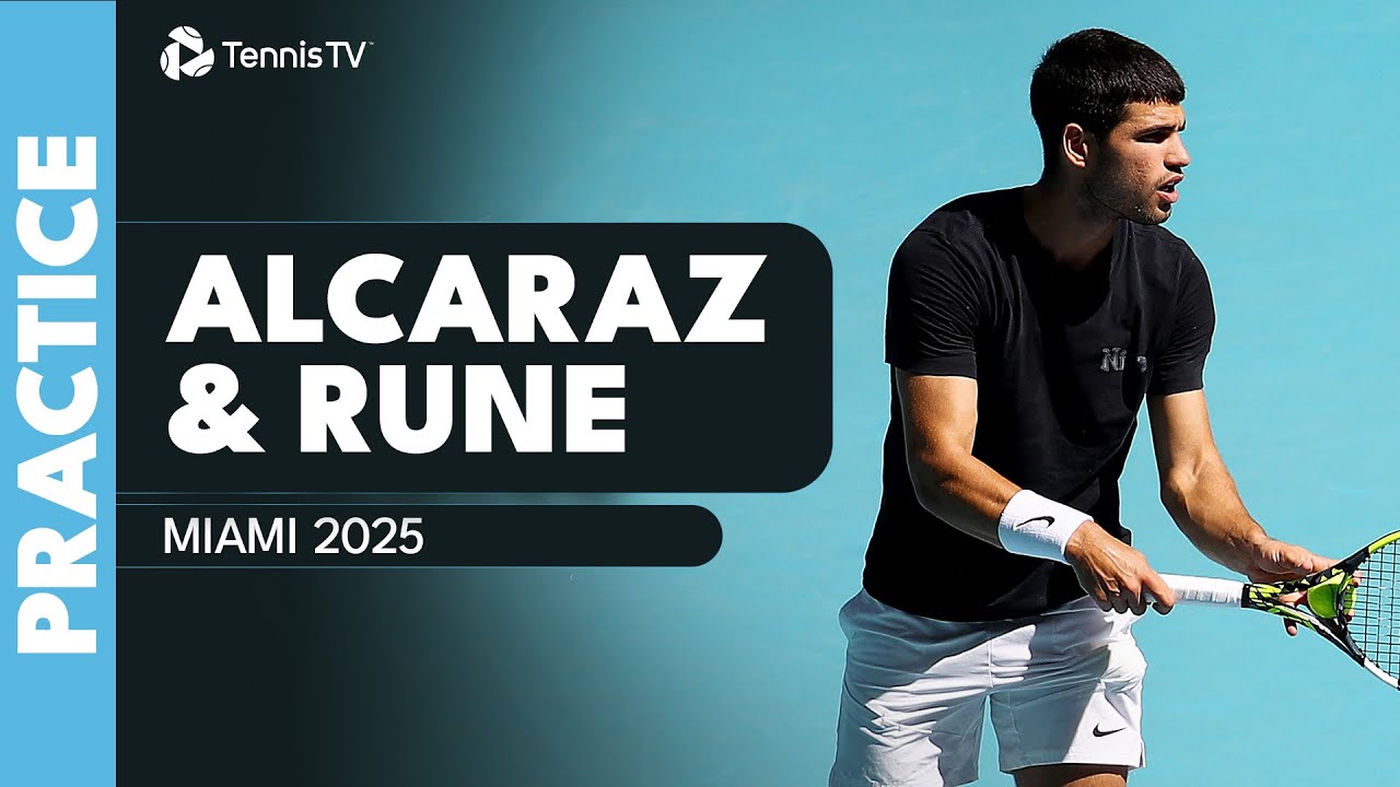 PRACTICE LIVE: Carlos Alcaraz & Holger Rune Practice In Miami 🤩
