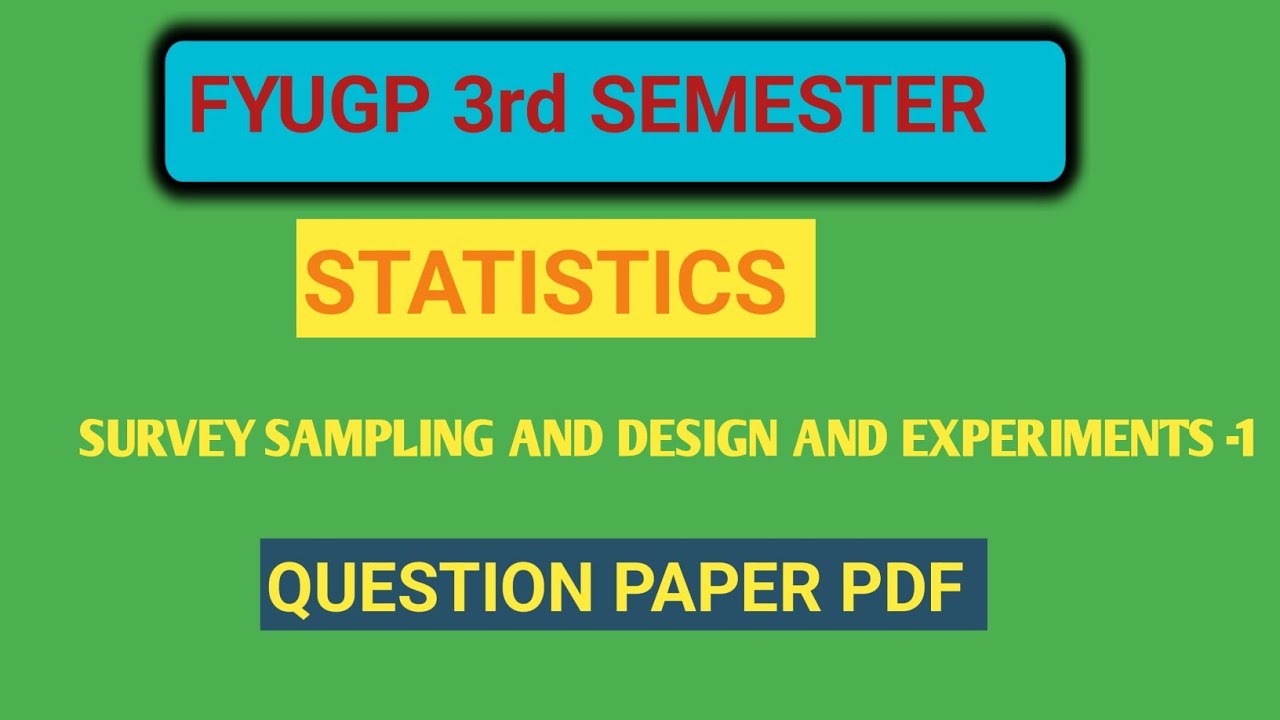 FYUGP 3rd semester statistics final Exam question paper pdf GU  I Can Help You 