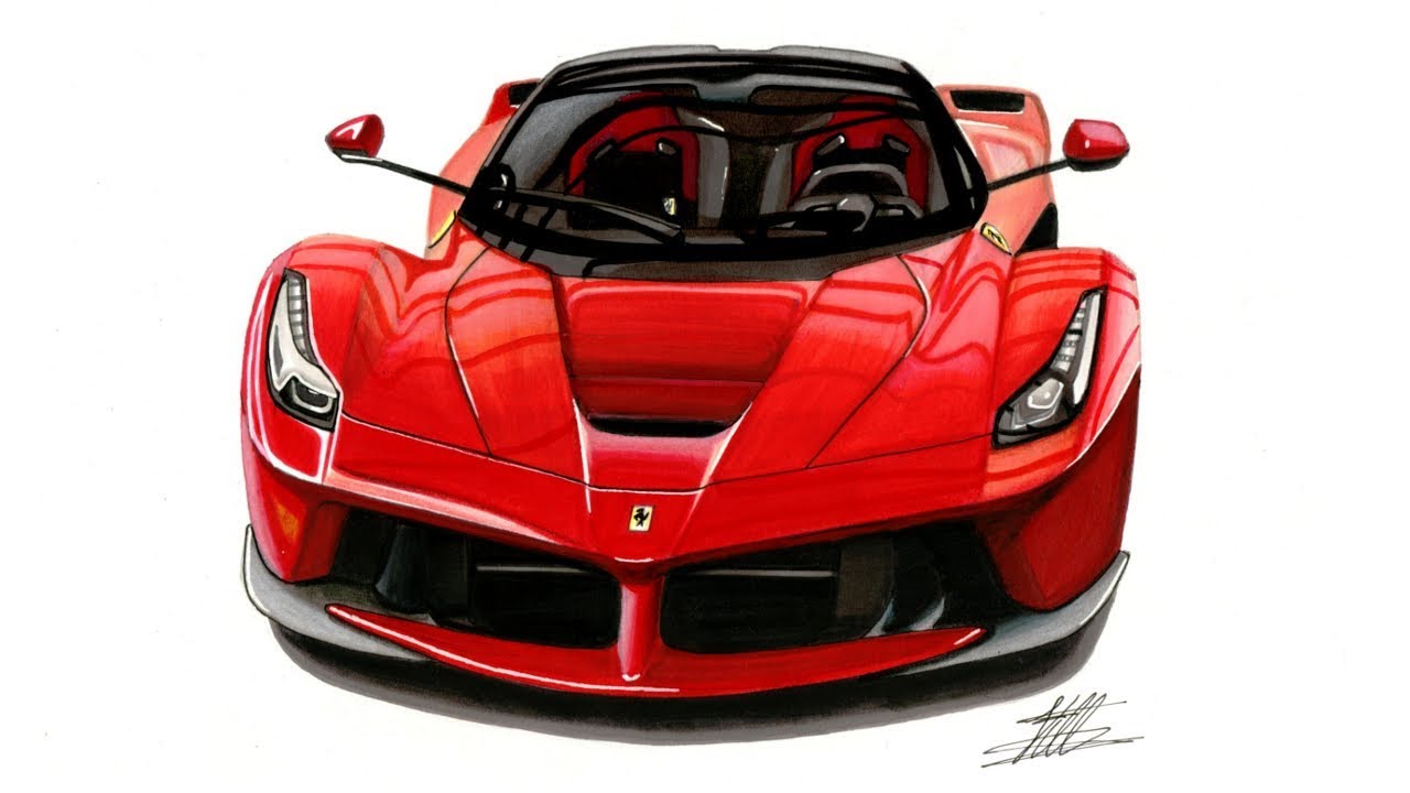 Realistic Car Drawing - Ferrari Laferrari - Time Lapse