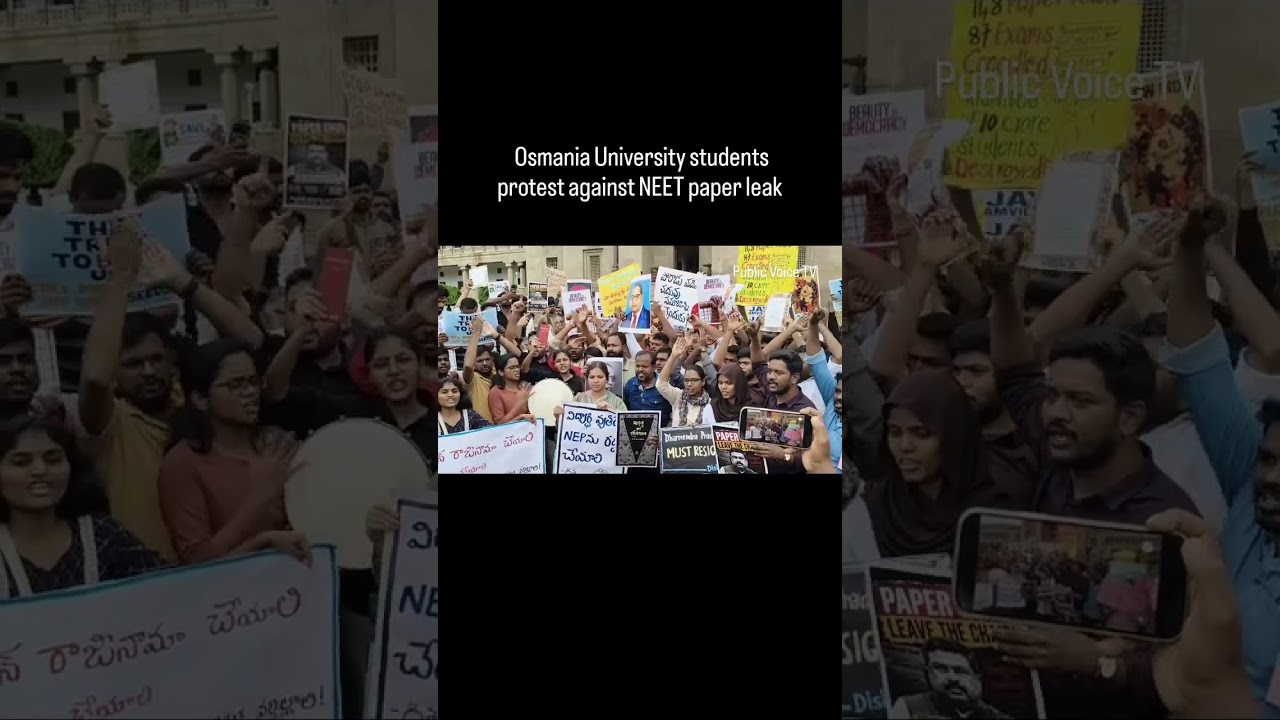 osmania University students protest against delhi police attack on NEET students