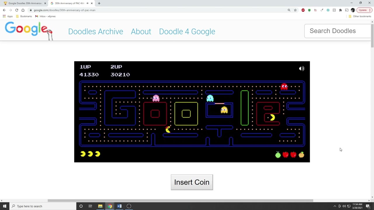 Google Pac-Man High Score (2 Player) 1st Place Score 127,660
