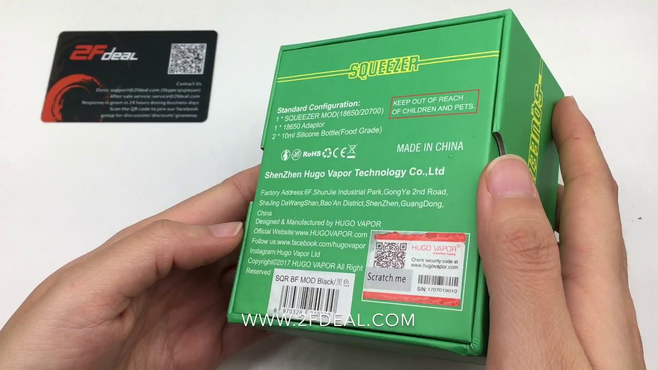 [2Fdeal]Authentic Hugo Vapor Squeezer 18650/20700 BF Squonk Mod w/8ml Bottle