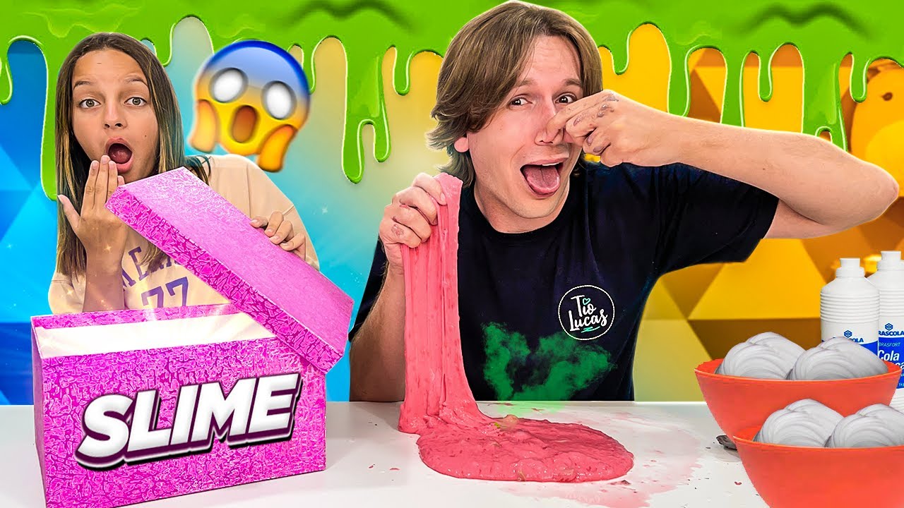 CAIXA MISTERIOSA DE SLIME com TROCA | SLIME CHALLENGE | TIO LUCAS E LAILA