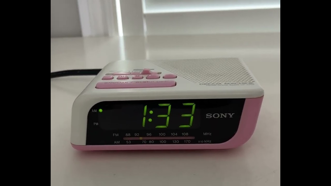 SOLD - Sony Dream Machine ICF-C205 in Pink and White Demonstration Video