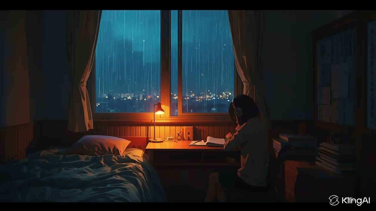 Midnight Study Room Lofi 🌙 Rainy Night Beats for Deep Focus