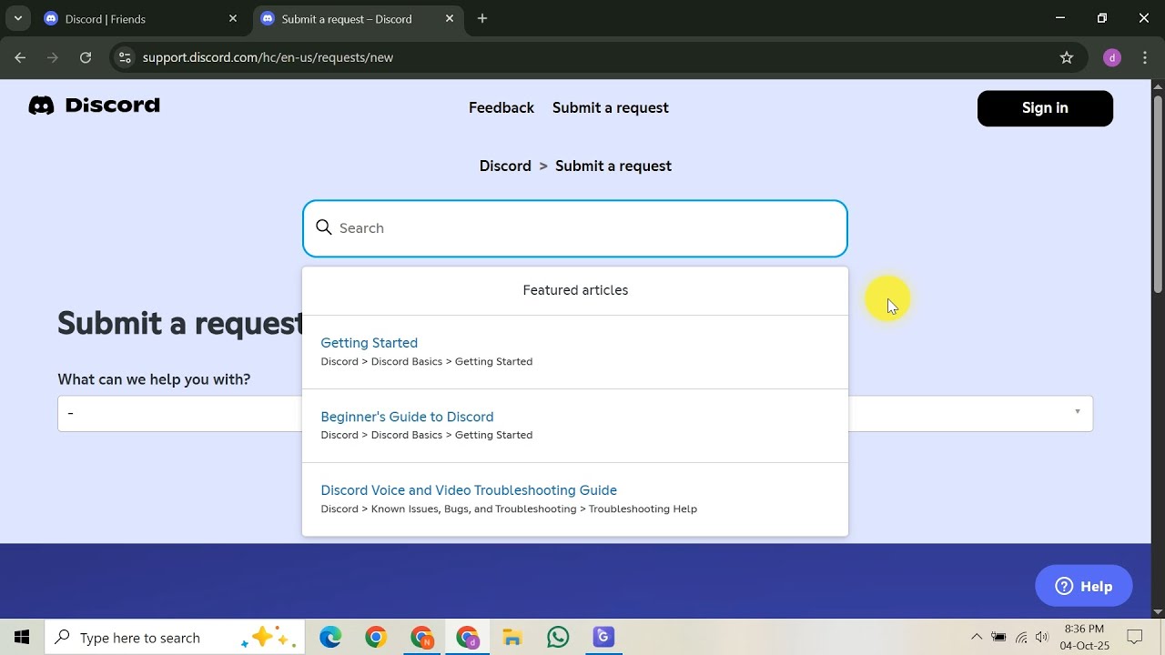 Как обратиться в службу поддержки Discord