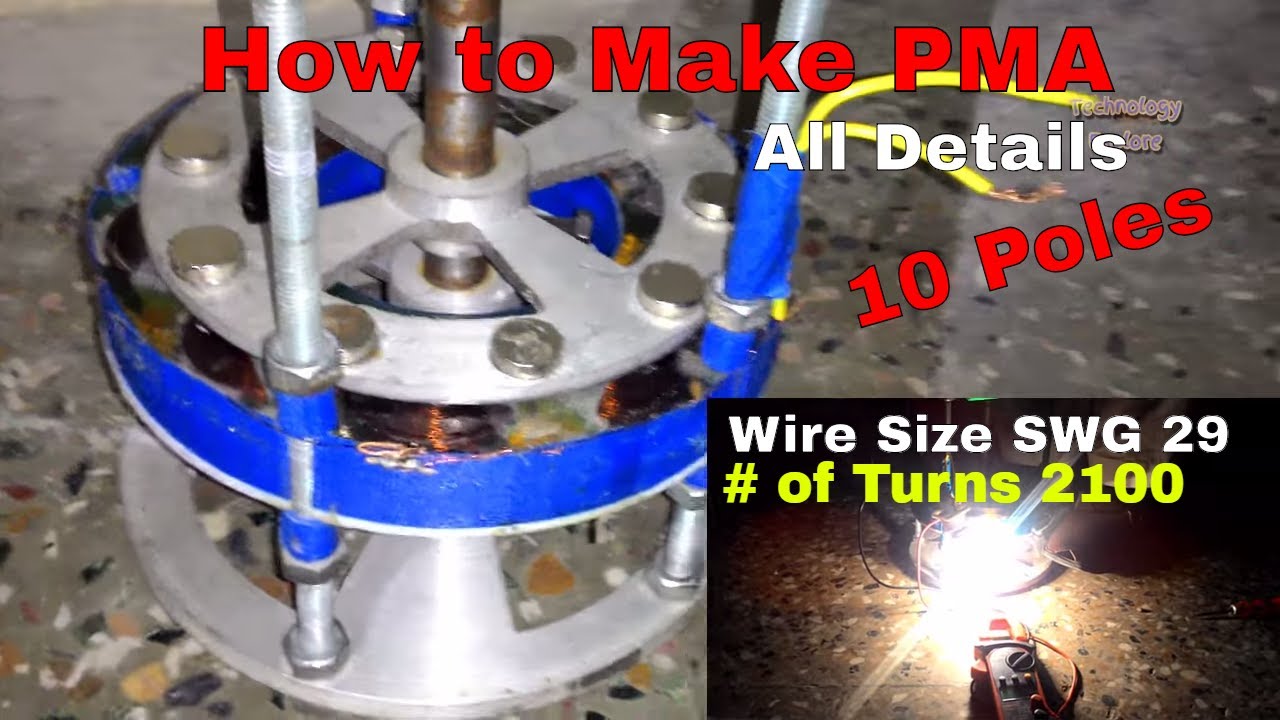 How to Make low RPM Permanent Magnet AC Alternator of 220V, 600RPM, 100W and 10 Poles