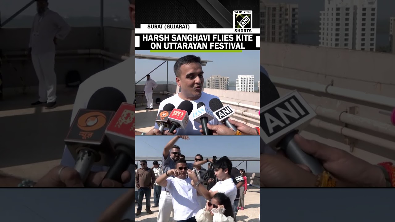 Gujarat Dy CM Harsh Sanghavi participates on Uttarayan festival, flies kite in Surat