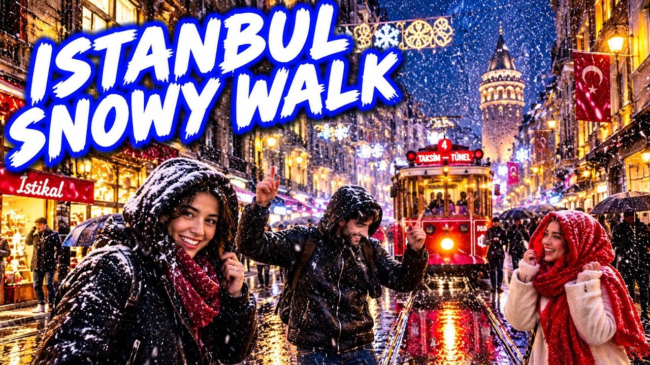 Snowy Winter Walk in Istanbul | Istiklal Street to Eminönü Bridge